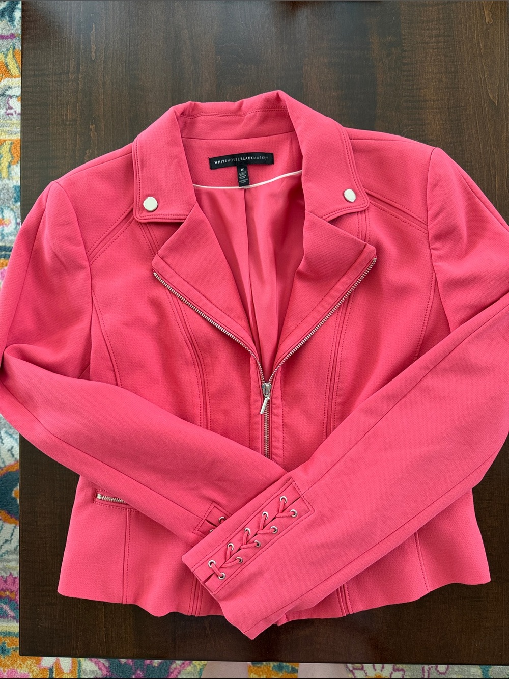 White House Black Market Pink Moto Blazer